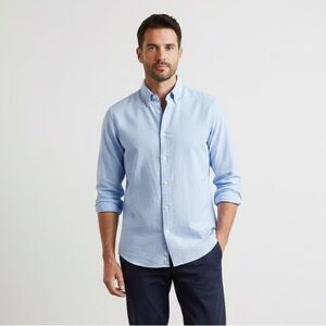 COS Sz L Regular Baby Blue Cotton Basic Button Front Shirt